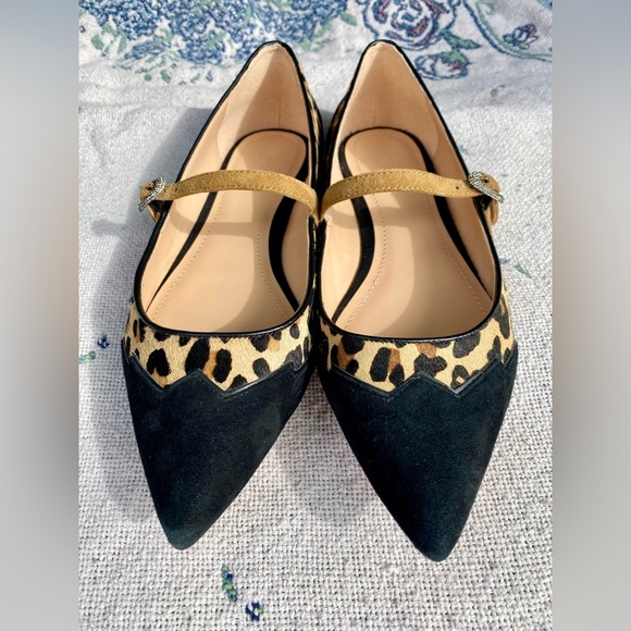 Coach X Tabitha Simmons Harriette Flat Lepoard Black Rhinestones Sz 8.5 - Picture 6 of 11